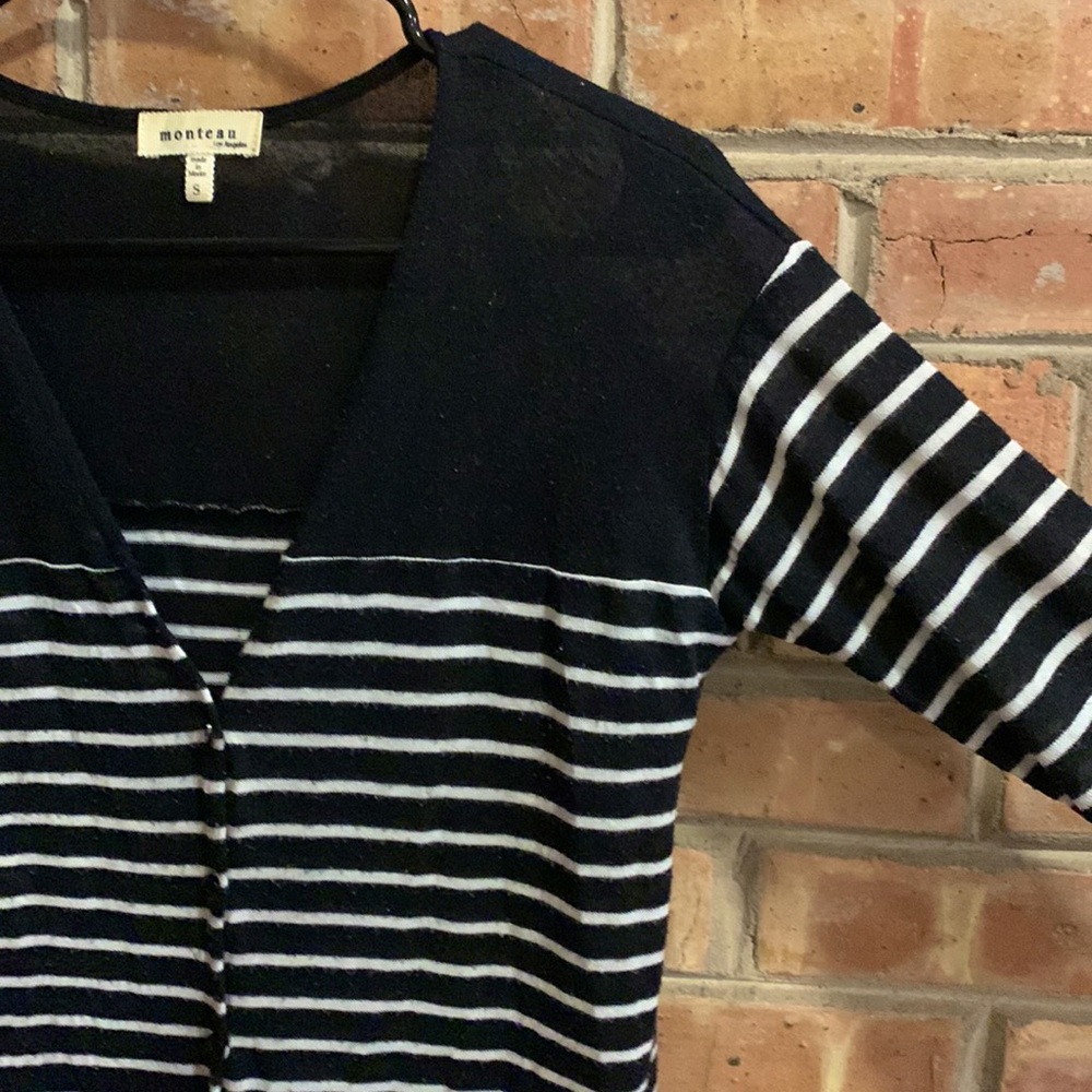 Black & White Striped Cardigan